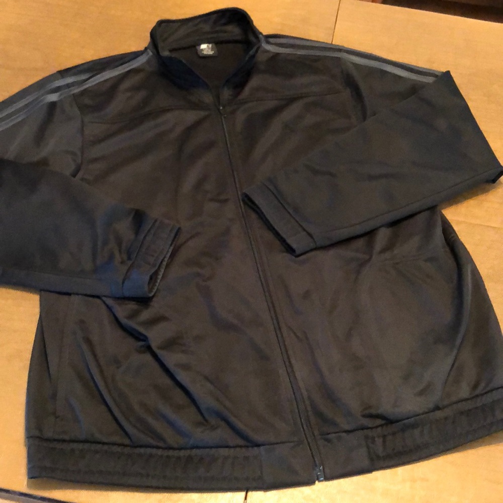 Black And Gray Polyester Starter Jacket Size Xl - image 1